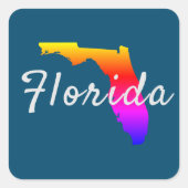 Rainbow Florida Staat Silhouette Quadratischer Aufkleber (Vorderseite)