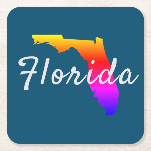 Rainbow Florida Staat Silhouette Rechteckiger Pappuntersetzer (Vorderseite)