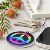 Rainbow Flower Peace Sign Keychain Schlüsselanhänger (Vorderseite rechts)