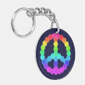 Rainbow Flower Peace Sign Keychain Schlüsselanhänger (Vorderseite links)