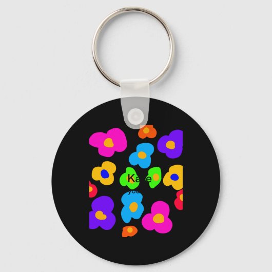 Rainbow Flower Pride Love Add Name Text Lqbtq Abst Schlüsselanhänger (Vorderseite)