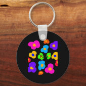 Rainbow Flower Pride Love Add Name Text Lqbtq Abst Schlüsselanhänger (Vorderseite)