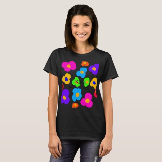 Rainbow Flower Pride Love Add Name Text Lqbtq Abst T-Shirt (Vorne ganz)