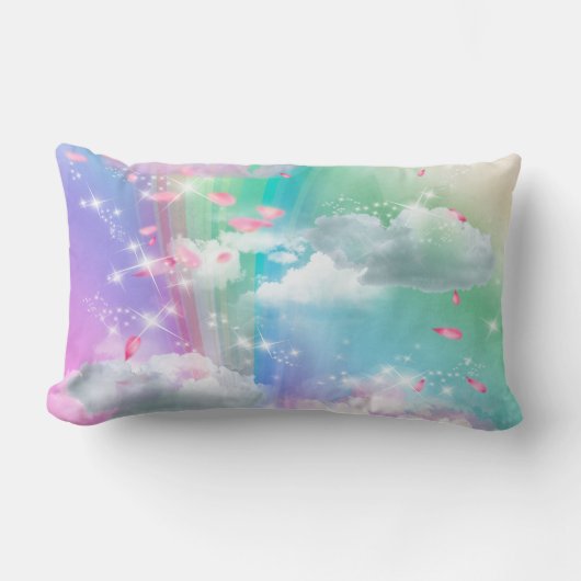 Rainbow fluffy Clouds Baby Girl Lendenkissen (Vorderseite)