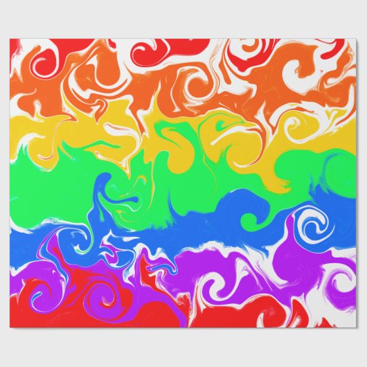 Rainbow Fluid Art Geburtstag Geschenkpapier (Flach)