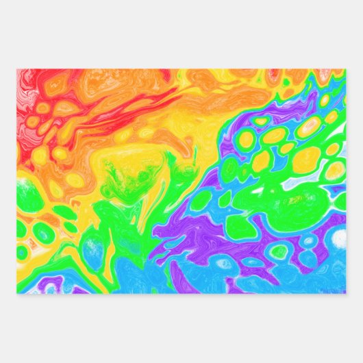Rainbow Fluid Art Geburtstag Geschenkpapier Set (Vorderseite 3)