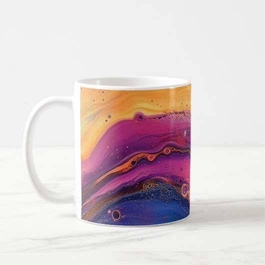 Rainbow Fluid Pour Lila & orange farbig Kaffeetasse (Links)