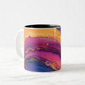 Rainbow Fluid Pour Lila & orange farbig Zweifarbige Tasse (Vorderseite Links)