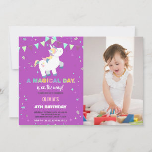 Rainbow Fly Unicorn Geburtstag Einladungen Foto