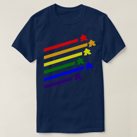 Rainbow Flying Meeples T-Shirt (Design vorne)