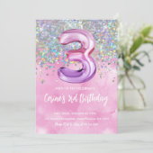 Rainbow Foil Girl Einladung (Stehend Vorderseite)