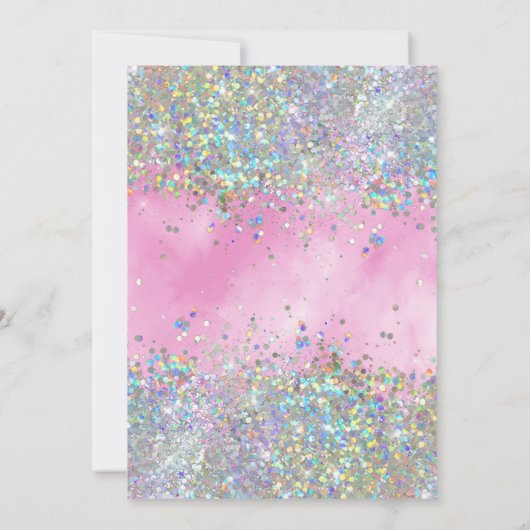 Rainbow Foil Girl Einladung (Rückseite)