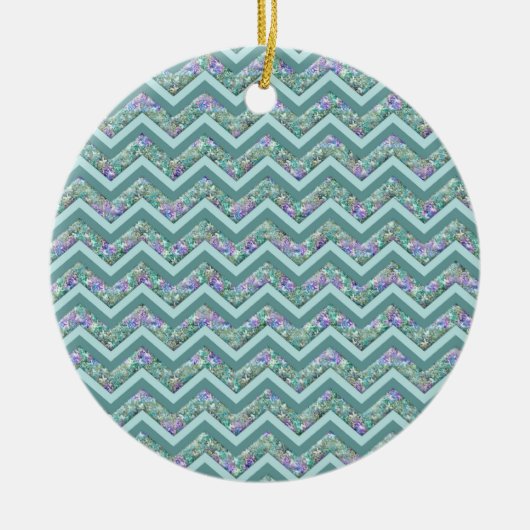 Rainbow Foil ZigZag Muster Keramik Ornament (Vorne)