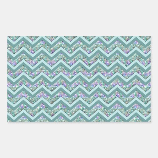Rainbow Foil ZigZag Muster Rechteckiger Aufkleber (Vorderseite)