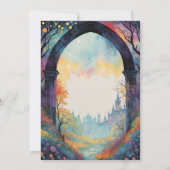 Rainbow Forest Castle Arch Pagan Handfasts Einladung (Rückseite)