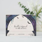 Rainbow Forest Castle Arch Pagan Handfasts RSVP Karte (Stehend Vorderseite)