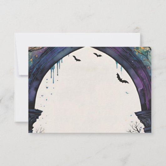 Rainbow Forest Castle Arch Pagan Handfasts RSVP Karte (Rückseite)