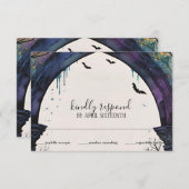 Rainbow Forest Castle Arch Pagan Handfasts RSVP Karte (Vorne/Hinten)