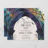 Rainbow Forest Castle Arch Pagan Handfasts Save The Date (Vorne/Hinten)