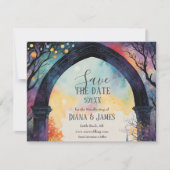 Rainbow Forest Castle Arch Pagan Handfasts Save The Date (Vorderseite)