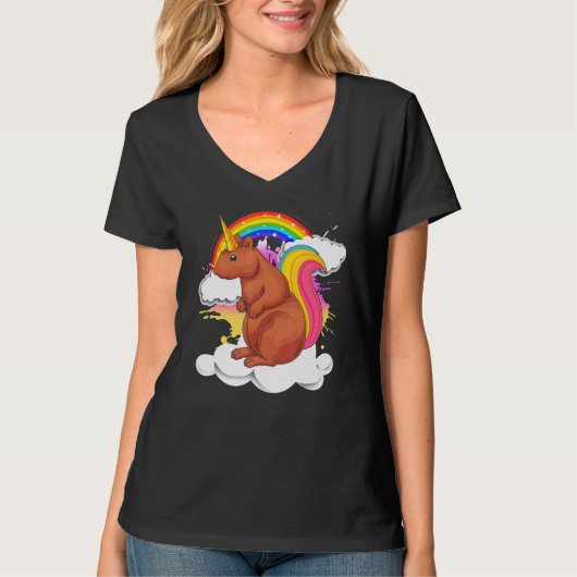 Rainbow Forest Squirrelcorn Fantasy Animal Unicorn T-Shirt (Vorderseite)