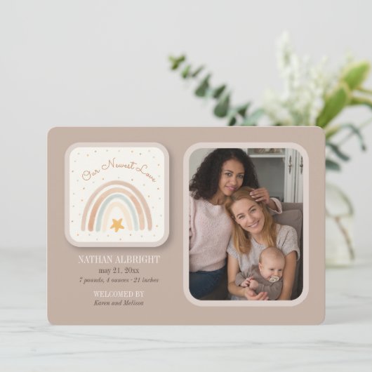 Rainbow Foto Birth Ankündigung (Stehend Vorderseite)