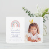 Rainbow Foto Geburtstagseinladung in Rosa lila (Stehend Vorderseite)