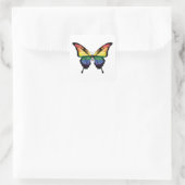 Rainbow Frack Butterfly Flag Quadratischer Aufkleber (Tasche)