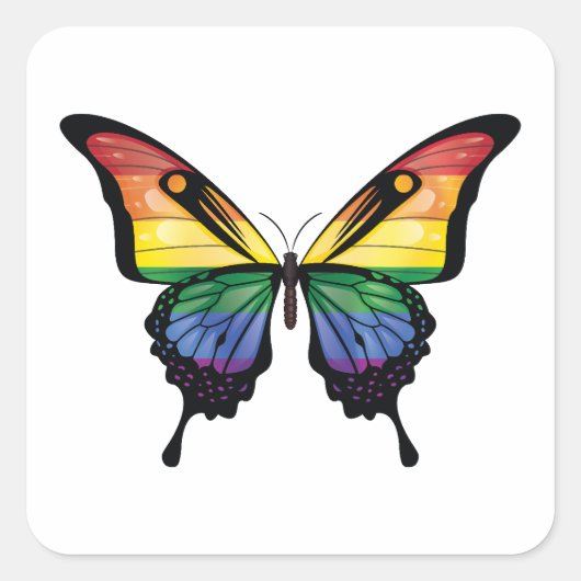 Rainbow Frack Butterfly Flag Quadratischer Aufkleber (Vorderseite)