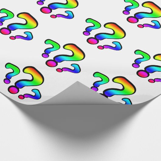 Rainbow-Fragezeichen Geschenkpapier (Ecke)