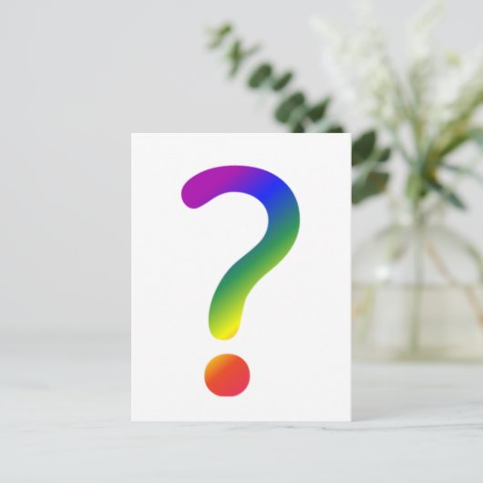 Rainbow-Fragezeichen Postkarte (Stehend Vorderseite)