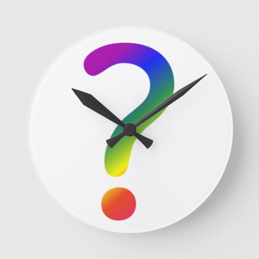 Rainbow-Fragezeichen Runde Wanduhr (Vorderseite)