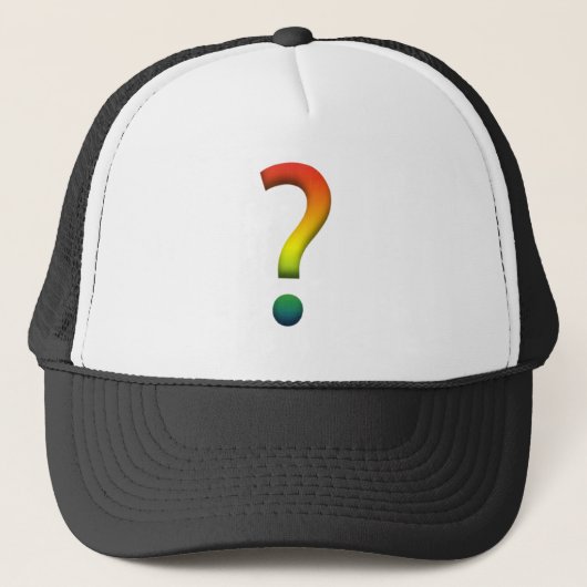 Rainbow-Fragezeichen Truckerkappe (Vorderseite)