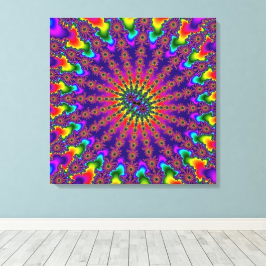 Rainbow Fraktal Burst Leinwanddruck (Insitu (Holzboden))