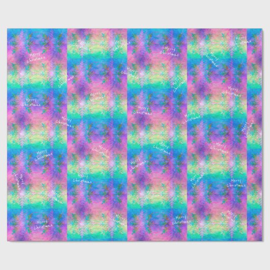 Rainbow Fraktal Krawatte-Dye Snowflake Frohe Weihn Geschenkpapier (Flach)