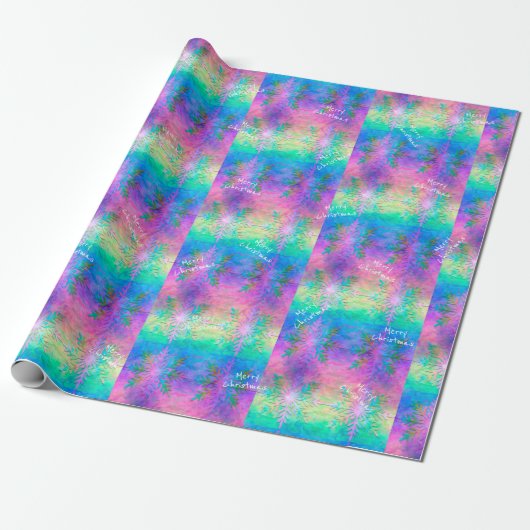 Rainbow Fraktal Krawatte-Dye Snowflake Frohe Weihn Geschenkpapier (Ungerollt)