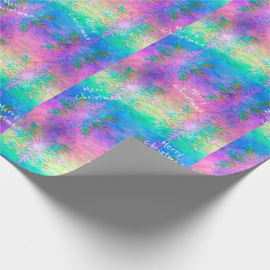 Rainbow Fraktal Krawatte-Dye Snowflake Frohe Weihn Geschenkpapier (Ecke)