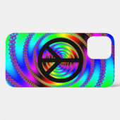 Rainbow Fraktal und Black Peace Symbol Case-Mate iPhone Hülle (Rückseite (Horizontal))