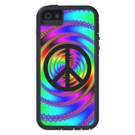 Rainbow Fraktal und Black Peace Symbol iPhone 12 Hülle