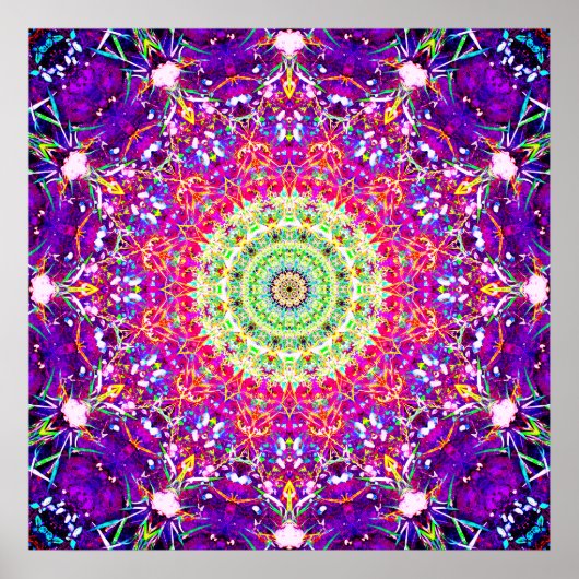 Rainbow-Fraktale | Kaleidoskopisch Mandala Poster (Vorne)