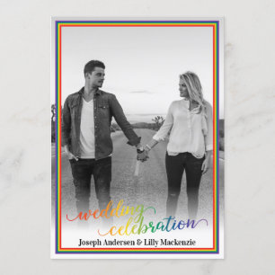 Rainbow Frame Custom Foto Wedding Einladung