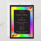 Rainbow Frame & Farbballoons 50. Geburtstag Magneteinladung (Vorderseite)