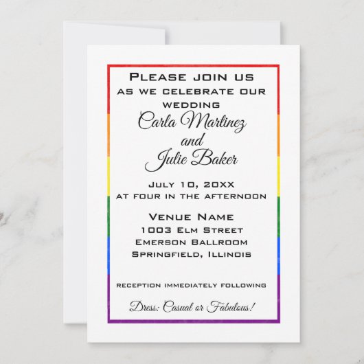 Rainbow Frame Wedding Einladung (Vorderseite)