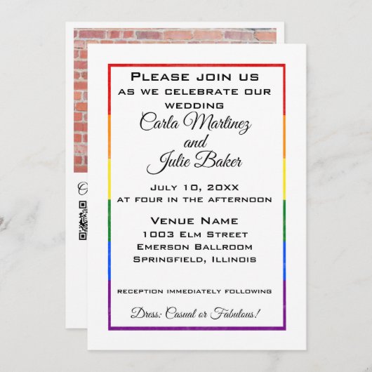 Rainbow Frame Wedding Einladung (Vorne/Hinten)