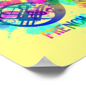 Rainbow French Horn Music Themed Poster (Ecke)