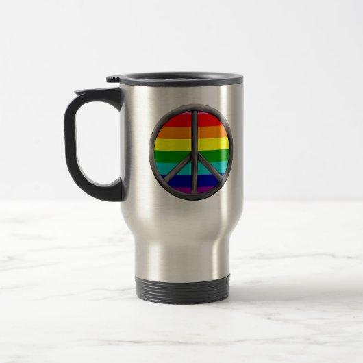 Rainbow-Friedenszeichen Gay Pride Lgbtq Reisebecher (Links)