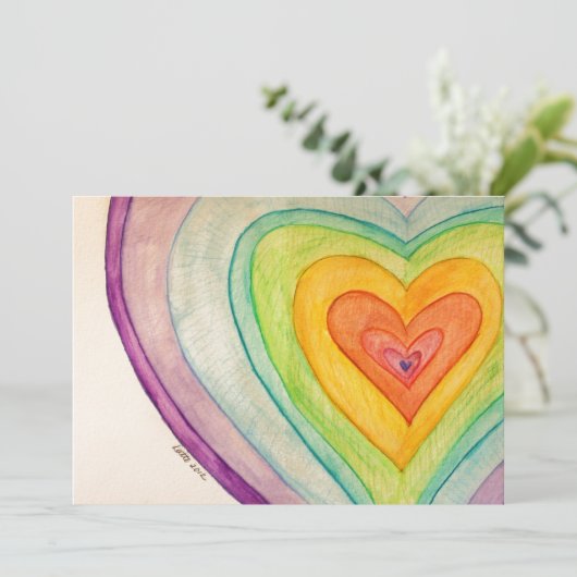 Rainbow Friendship Hearts Einladung oder Einladung (Stehend Vorderseite)