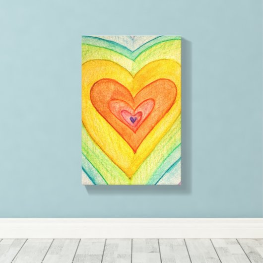 Rainbow Friendship Hearts Painting Print (Klein) Leinwanddruck (Insitu (Holzboden))