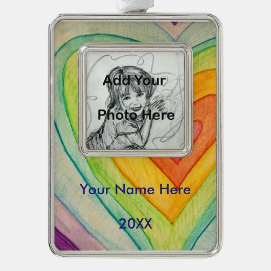 Rainbow Friendship Herzlich willkommen bei der Arb Rahmen-Ornament Silber (Vorderseite)