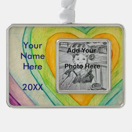 Rainbow Friendship Herzlich willkommen im Art-Deco Rahmen-Ornament Silber (Vorderseite)